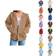 thumbnail image 1 of Womens Hoodie Oversized Hoodie Sweatshirt Casual Wear Zip Up Hoodie Women Outfit Trendy Women's Hoodies And Sweatshirts Stylish Solid Zip Up Jacket For Everyday Wear Long Sleeve Coat, 1 of 7