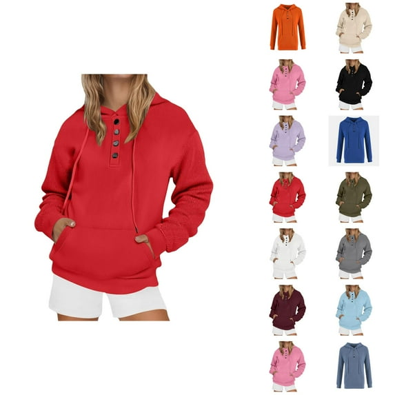 Womens Hoodie Oversized Lightweight Sweatshirt Casual Zip Up Outfit Women's Solid Color Hooded Ice Silk Ribbed Pullover Sport Top Long Sleeve Button Shirt For Daily Wear And Outdoor Activities