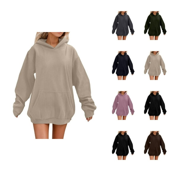 Womens Hoodie Oversized Sweatshirt Casual Wear Lightweight Zip Up Women's Corduroy Style Pullover For Daily Outing And Campus Comfortable Fall Winter Fashion