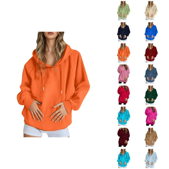 Womens Hoodie Oversized Sweatshirt Casual Wear Lightweight Zip Up Women's Pullover Solid Color Raglan Sleeve Comfortable Warm Hooded Jacket For Everyday
