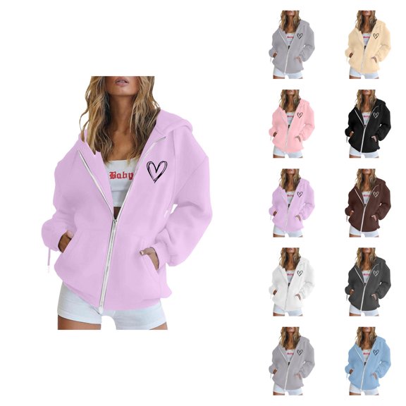 Womens Hoodie Oversized Sweatshirt Cropped Hoodie Zip Up Hoodie Women Casual Casual Women's Hoodies And Sweatshirts Zip Up Long Sleeve Pocket Drawstring Jacket For Daily Wear