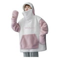 thumbnail image 1 of Womens Hoodie Pullover Print Big Size Long Pockets Cat Ear Top Cute Hooded Sweatshirts Pink 2XL, 1 of 8