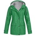 thumbnail image 1 of Womens Hoodie Rain Watertight Coat Solid Pockets Zipper Jacket Workout Outdoor Windproof Rain Jacket, 1 of 8