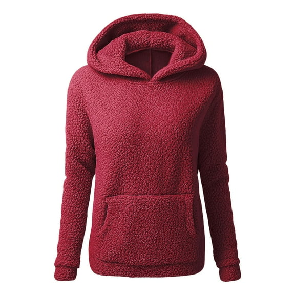 Womens Hoodie Red Hoodie Womens Long Sleeve Pullover Hoodie Women's Clothes L