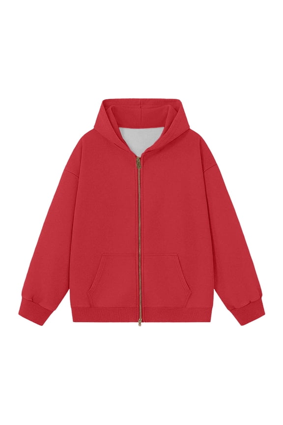 Womens Hoodie Red Women's Oversized Double Zip Hoodie Casual Loose Pullover Top Sweatshirt for Women M