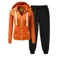 thumbnail image 1 of Womens Hoodie Sets 2 Piece Outfits, Sweatpants And Sweatshirt Set For Women Full Zip Jacket and Joggers Sportswear (XX-Large, Orange 01), 1 of 6
