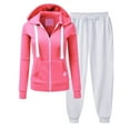 thumbnail image 1 of Womens Hoodie Sets 2 Piece Outfits, Sweatpants And Sweatshirt Set For Women Full Zip Jacket and Joggers Sportswear (XX-Large, Pink 02), 1 of 6