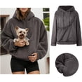 thumbnail image 1 of Womens Hoodie With Dog Pouch Fleece Pullover Dog Carrying Hoodie Creative Long Sleeve Oversized Pocket Pullover Sweatshirt Fall Winter Clothes, 1 of 9