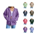 thumbnail image 1 of Womens Hoodie 2025 Long Sleeve Casual Basic Zip Up Hoodies with Pockets Hooded Sweatshirt Hoodie Women Jacket, 1 of 6