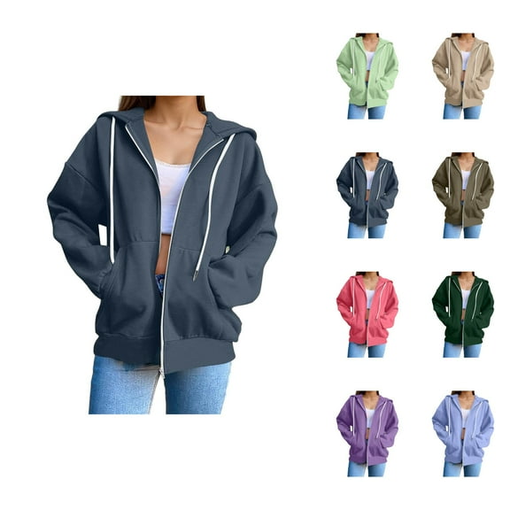 Womens Hoodie Womens Oversized Hoodie Women's Hoodies & Sweatshirts Casual Long Sleeve Pullover Hoodie Lightweight Comfortable Fashion Top For Everyday Wear Blue - L