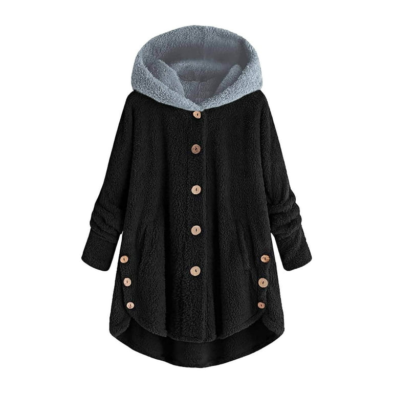 Womens Hoodies Bulk Hoodie with Zipper Long Hoodie Women Ladies Autumn Winter Fashion Button Plush Hooded Sweatshirt Irregular Solid Color Outerwear Walmart