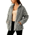 thumbnail image 1 of Winter Fleece Jacket for Women, Zipper Stand Collar Casual Coats with Pockets,Winter Active Outfits, 1 of 9