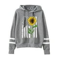 thumbnail image 1 of Womens Hoodies Casual Long Sleeve Drawstring Waffle Pullover Tops Loose Hooded Sweatshirt with Pocket Gray S, 1 of 4