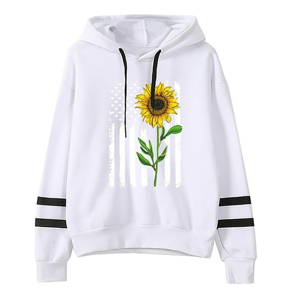 Womens Hoodies Casual Long Sleeve Drawstring Waffle Pullover Tops Loose Hooded Sweatshirt with Pocket White L