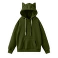 thumbnail image 1 of Womens Hoodies Casual Solid Color Round Neck Long Sleeved Pullover Hooded Top Loose Hooded Sweatshirts, 1 of 5