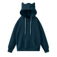 thumbnail image 1 of Womens Hoodies Casual Solid Color Round Neck Long Sleeved Pullover Hooded Top Loose Hooded Sweatshirts, 1 of 5