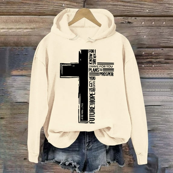 Womens Hoodies Christian Sweatshirts Graphic Letter Print Sweatshirt Oversized Womens Pullover Winter Outfits For Women 2025 Women’S Clothing
