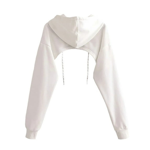 Womens Hoodies Cropped Pullover Hoodie Teen Girls Look The Design Of Women's Stacked Loose Pullover Blouse Feels Like A Half Length Short Hooded Sweater