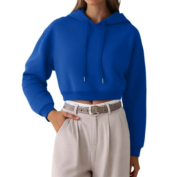 Womens Hoodies Cropped Zip Up Hoodie Y2K Hoodie for Teen Girls Casual Look Women's Casual Short Hooded Sweatshirt With Pockets Drawstring Pullover For Spring Summer Fall Everyday Wear