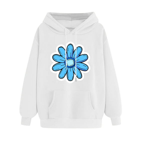 Womens Hoodies Cute Flower Graphic Sweatshirts Casual Loose Fit Long Sleeve Hooded Pocketed Pullover