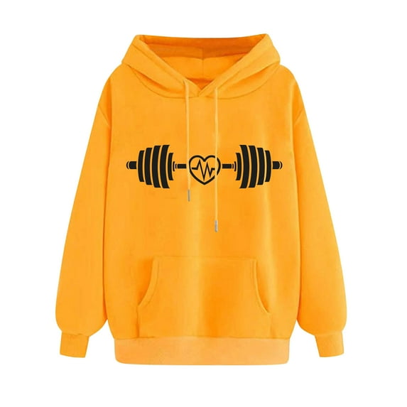 Womens Hoodies Cute Heart Graphic Sweatshirts Casual Loose Fit Long Sleeve Hooded Pocketed Pullover