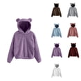 thumbnail image 1 of Womens Hoodies Cute Teddy Bear Ears, Long Sleeve Soft Warm Pullover, Casual Loose Fall Outwear, 1 of 6