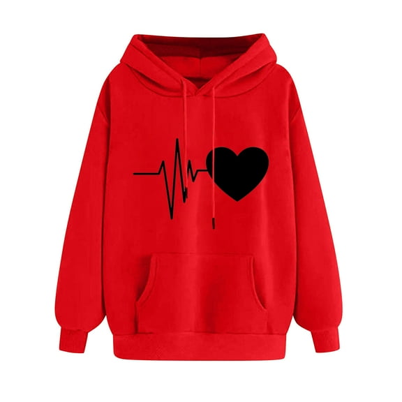Womens Hoodies Drawstring Hooded Sweatshirts with Pockets Long Sleeve Tops Floral/Hearts Printed Sweater Casual Fleece Lined Pullover Comfy Loose Fit Coats with Hood Womens Sweatshirtss Size 8-16