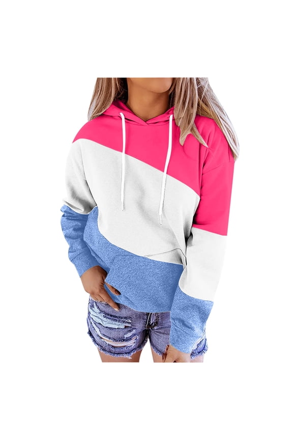 Womens Hoodies Fall Loose Fit Hooded Long Sleeve Cap Cold Shoulder Drawstring Solid Color Hoodie Cotton Hoodies(Pink,S)
