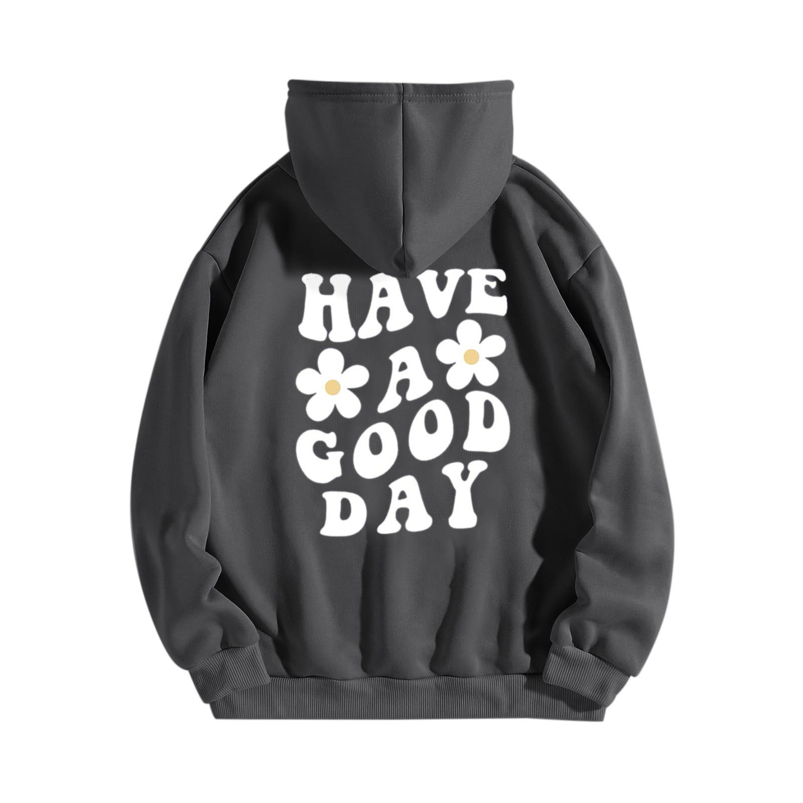 Drop Shoulder Slogan Graphic Hoodie