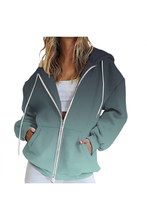 Womens Hoodies For Women Solid Color Zip Track Jacket Oversized Pocket Long Sleeve Sweatshirts Casual Fall Fashion Outfits M Sweatshirt For Women