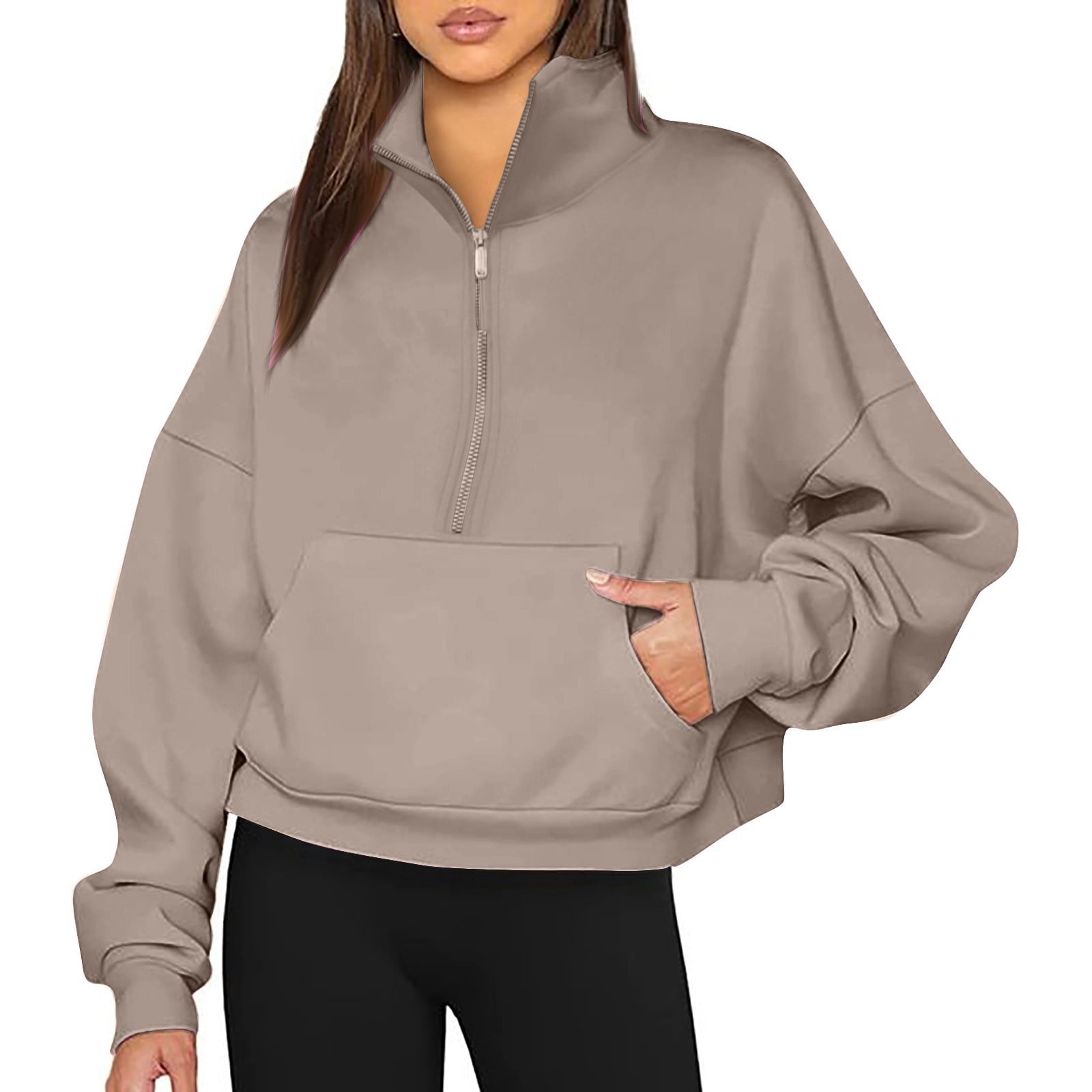 Oversized Hooded Half Zip Pullover Sweatshirt