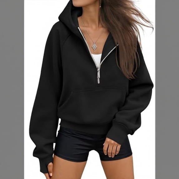 Womens Hoodies Half Zip Y2k Cute Sweatshirts Fall Winter Fashion Workout Sweatshirts 2026 L