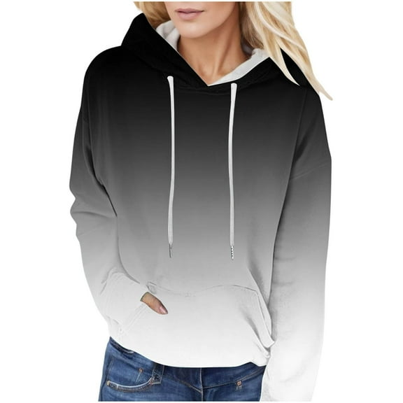 Womens Hoodies Long Sleeve Gradient Print Hooded Sweatshirts Lightweight Fashion Casual Winter Warn Pullover Tops