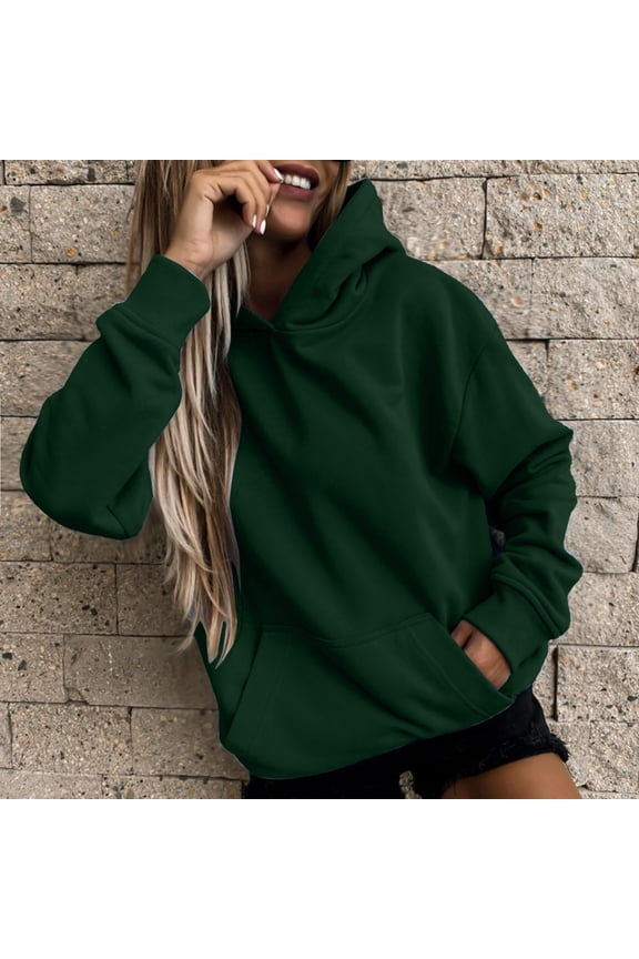 Womens Hoodies Long Sleeve Hooded Sweatshirts Winter Spring Fall Pullover Tops Relaxed Fit Green M