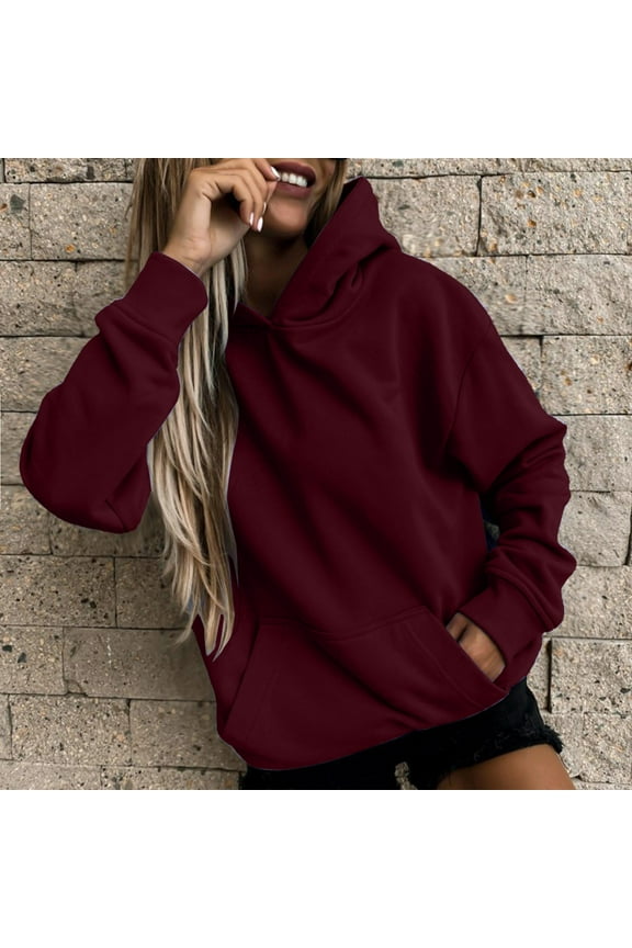 Womens Hoodies Long Sleeve Hooded Sweatshirts Winter Spring Fall Pullover Tops Relaxed Fit S