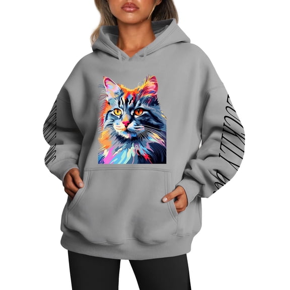 Womens Hoodies Long Sleeve Hoodie Pullover Hoodie Oversized Sweatshirt for Women Grey Hoodies for Women Fall Tops Comfy Clothes for Women