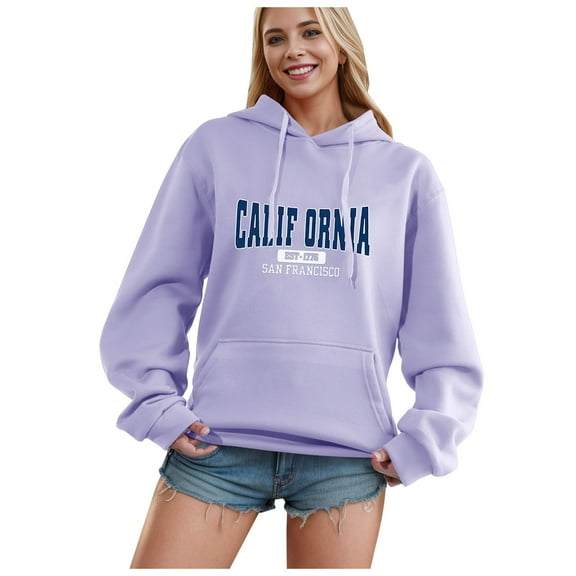 Womens Hoodies Long Sleeve Hoodie Pullovers for Women Cozy Sweatshirts for Women Purple Clothes Trendy Fall Outfits for Women Teens Clothes