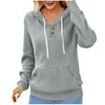thumbnail image 1 of Womens Hoodies Long Sleeve Kangaroo Pocket Fashion Loose Sweatshirt Fall Comfortable Pullover Daily Sweatshirts Gray S, 1 of 5