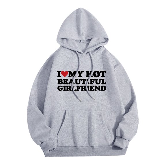 Womens Hoodies Long Sleeve Pullover Hoodie Oversized Sweatshirt for Women Light Gray Sweater Winter Essentials Teen Clothing