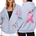 thumbnail image 1 of Womens Hoodies Neck Sweatshirt Boho Style Quarter Zip Workout Hoodie Women's Zip Up Hoodie Pullover Cancer Awareness Month Long Sleeve Pocket Drawstring Casual Sweatshirt For Everyday Wear, 1 of 6