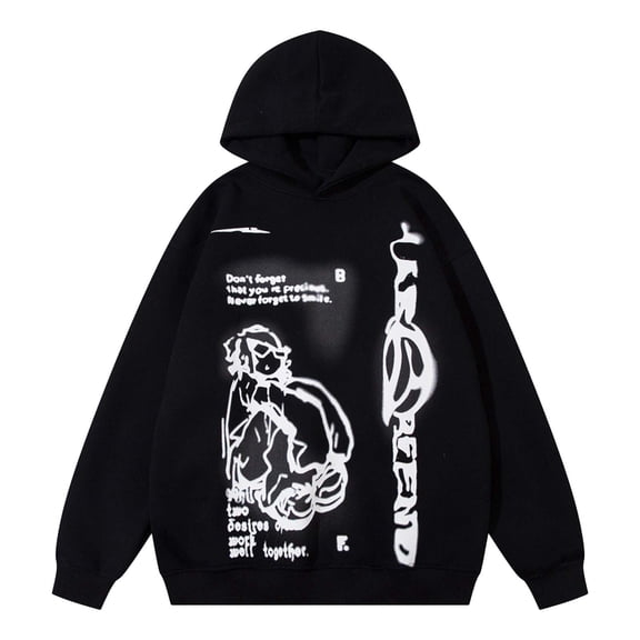 Womens Hoodies Oversized Graphic Print Long Sleeve Hooded Sweatshirt Fashion Y2k Winter Pullover Tops Clothes 2025