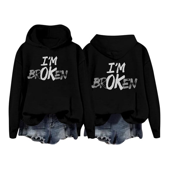 Womens Hoodies Oversized Letter Print Long Sleeve Hooded Sweatshirt Fall Fashion Pullover Sweaters Winter Clothes