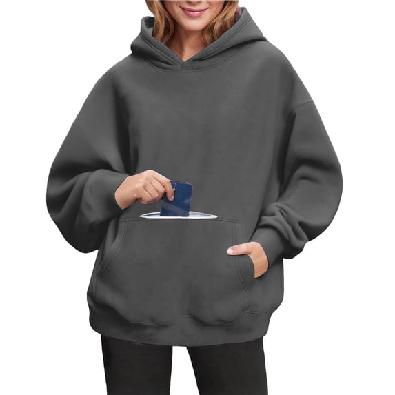 Womens Hoodies Oversized Sweatshirt Cozy Sweaters Basic Pullover Shirts Large Kangaroo Pocket Casua Fall Outfits