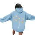 thumbnail image 1 of Womens Hoodies Oversized Sweatshirts Ndbuld Women's Casual Printed Round Neck Long Sleeved Loose Hooded Sweatshirts Light Blue L, 1 of 5