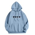 thumbnail image 1 of Womens Hoodies Oversized Sweatshirts Pullover Printed Round Neck Long Sleeved Loose Winter Fall Outfits Fashion Clothes Light Blue 2XL, 1 of 4