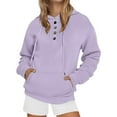 thumbnail image 1 of Womens Hoodies Oversized Sweatshirts Ribbed Knit Long Sleeve Drawstring V Neck Casual Pullover Hooded Tops Fall Fashion For Women 2025 Trendy (Purple,3X-Large), 1 of 5