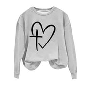ZTGADU Womens Hoodies Oversized Sweatshirts Women Hearts Christian Sweatshirt Jesus Faith Religious Gifts Crew Neck Graphic Pullover Shirts Fall Fashion Lightweight Long Sleeve Loose Fit Tops