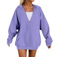 thumbnail image 1 of Womens Hoodies Oversized Zip Up Sweatshirts Pullover Fleece Sweaters Long Sleeve Winter Fall Outfits Fashion Clothes Winter Warm Sweatshirt(Color:Light Purple,Size:3XL), 1 of 9