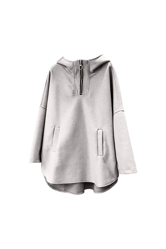 Womens Hoodies Plus Size Zip Front Cropped Casual Loose Sweatshirts Fall Pullover Tops 2025 With Pockets,Gray,2XL