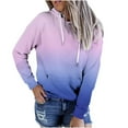 thumbnail image 1 of Womens Hoodies Polyester Cotton Hooded Sweatshirt Long Sleeve Pocket Gradient Color Drawstring Hoodie Pullovers (X-Large, Light Blue 01), 1 of 4